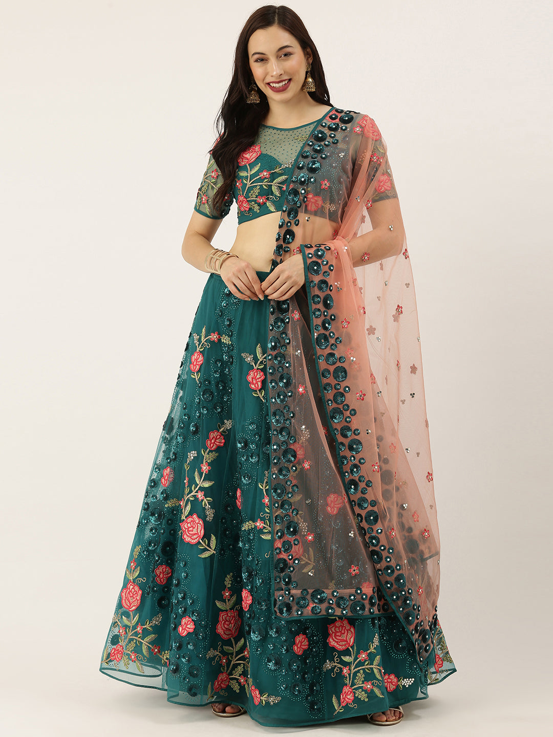 Shop Pink Embroidered Pure Silk Umbrella Lehenga Wedding Wear Online at  Best Price | Cbazaar