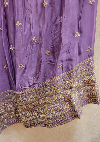 Lavender Lehenga in Georgette sequins with floral soft organza dupatta