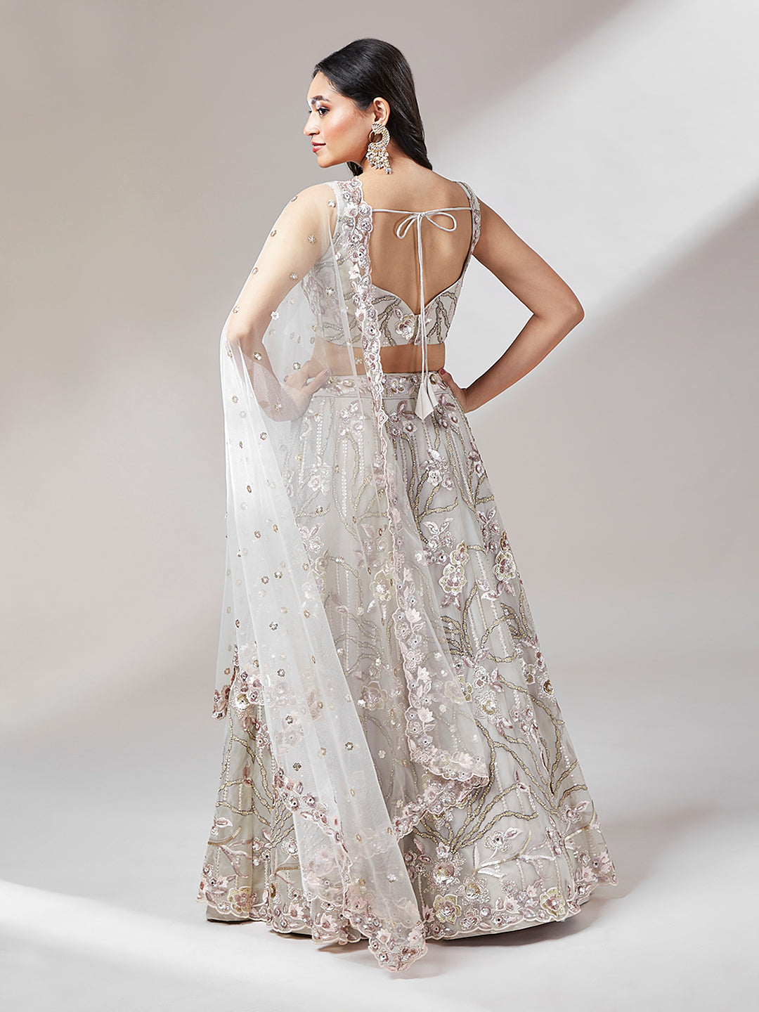Buy Bridal Grey Lehenga Choli Dupatta Dress for Wedding – Nameera by Farooq