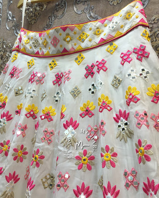 White multi lehenga