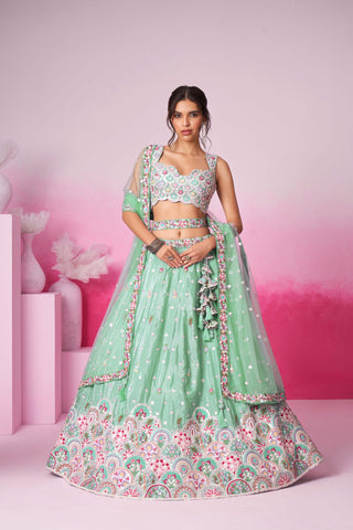 Chiffon  Embroidery Lehenga 