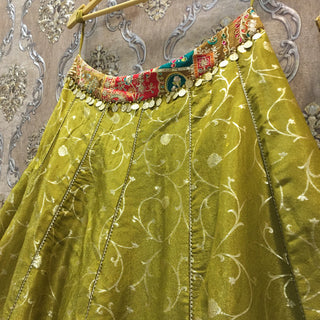 Mehendi Green benarasi lehenga