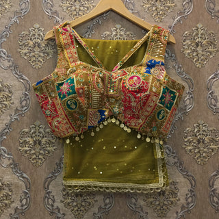 Mehendi Green benarasi lehenga