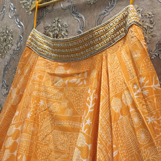 Printed orange lehenga