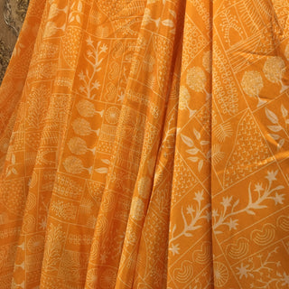 Printed orange lehenga