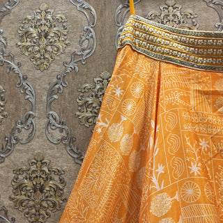 Printed orange lehenga