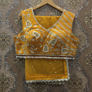 Printed orange lehenga