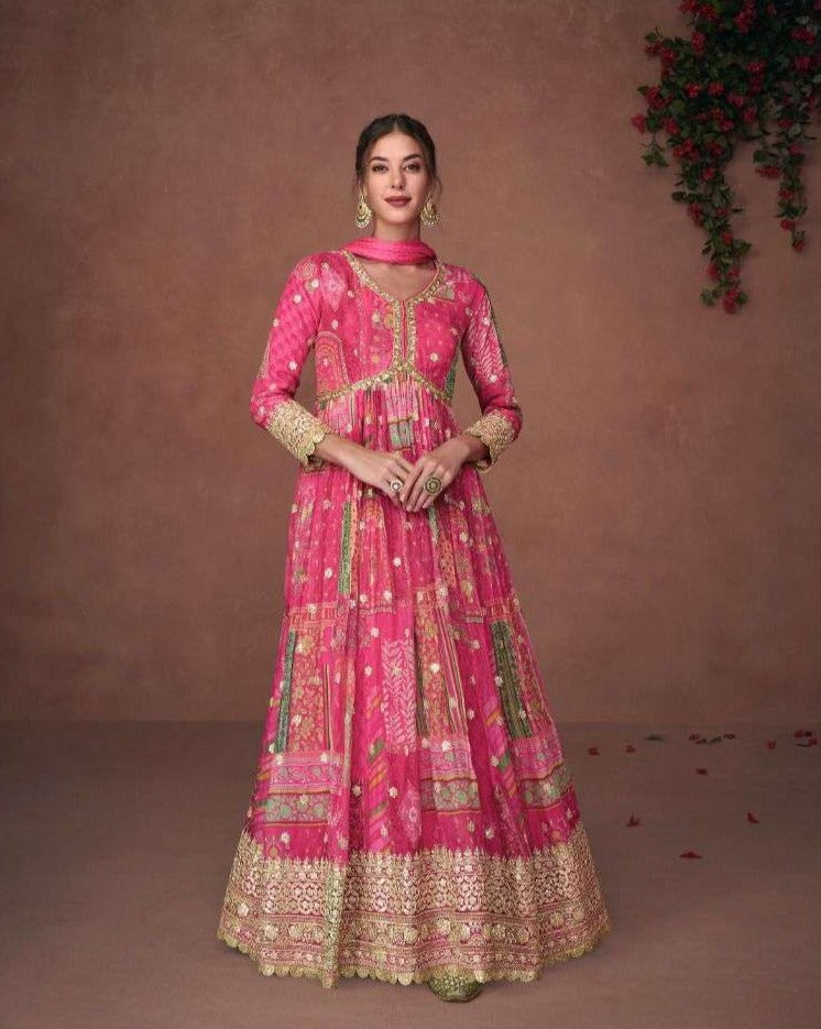 Embroidered shop anarkali gown