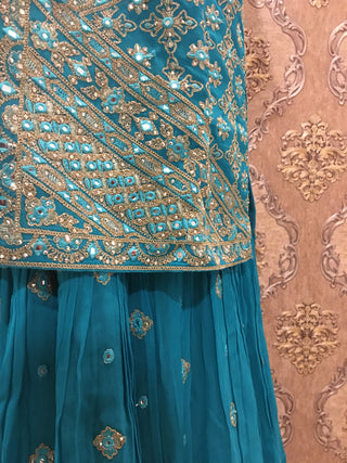 Blue Palazzo Set with Mirror Embroidery