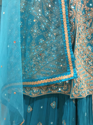 Blue Palazzo Set with Mirror Embroidery