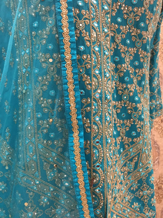 Blue Palazzo Set with Mirror Embroidery