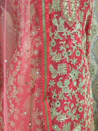 Orange Embroidered Sharara