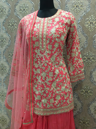 Orange Embroidered Sharara