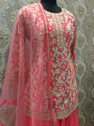 Orange Embroidered Sharara