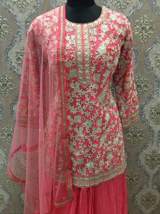 Orange Embroidered Sharara