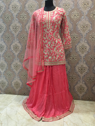 Orange Embroidered Sharara