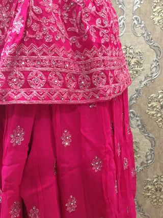 Pink Embroidered Sharara