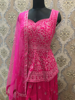 Pink Embroidered Sharara