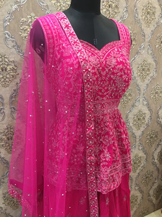 Pink Embroidered Sharara