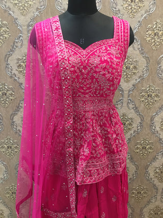 Pink Embroidered Sharara