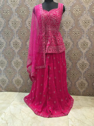 Pink Embroidered Sharara