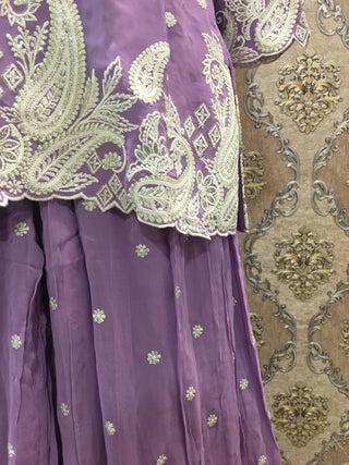 Lavender Embroidered Sharara