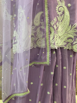 Lavender Embroidered Sharara