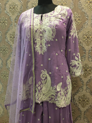 Lavender Embroidered Sharara