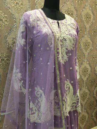 Lavender Embroidered Sharara