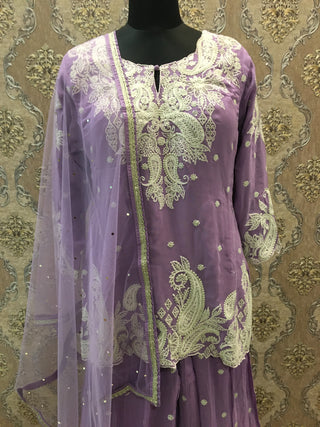 Lavender Embroidered Sharara