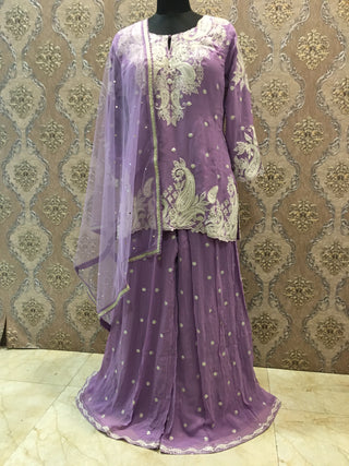 Lavender Embroidered Sharara