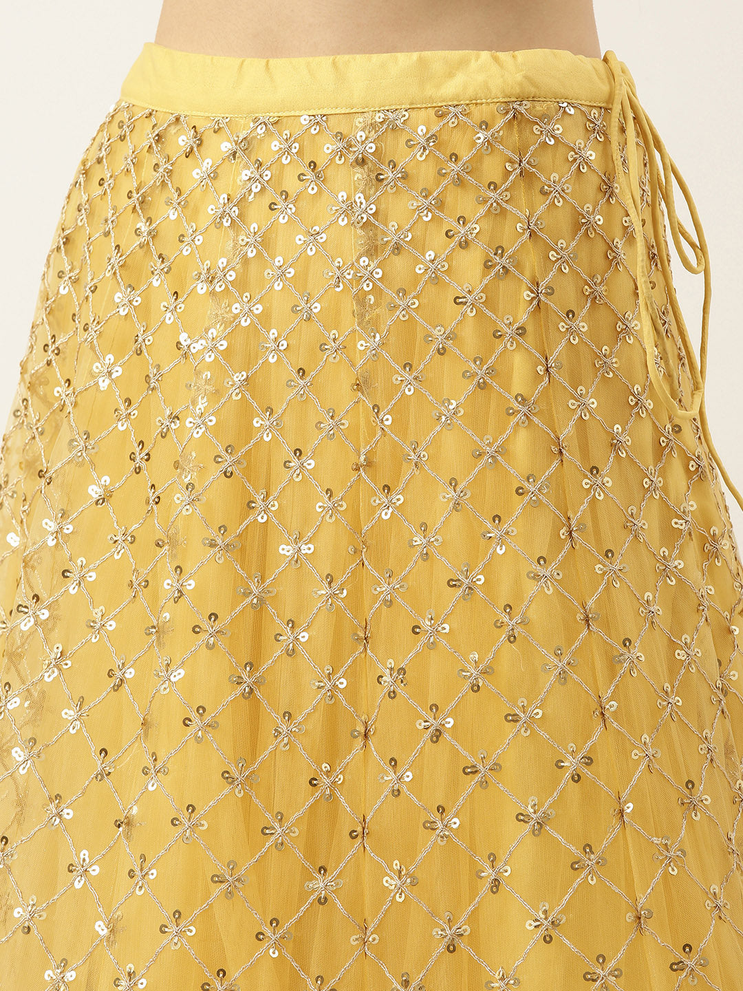 Fabulous Yellow gold Sequined net Lehenga – MOHAR