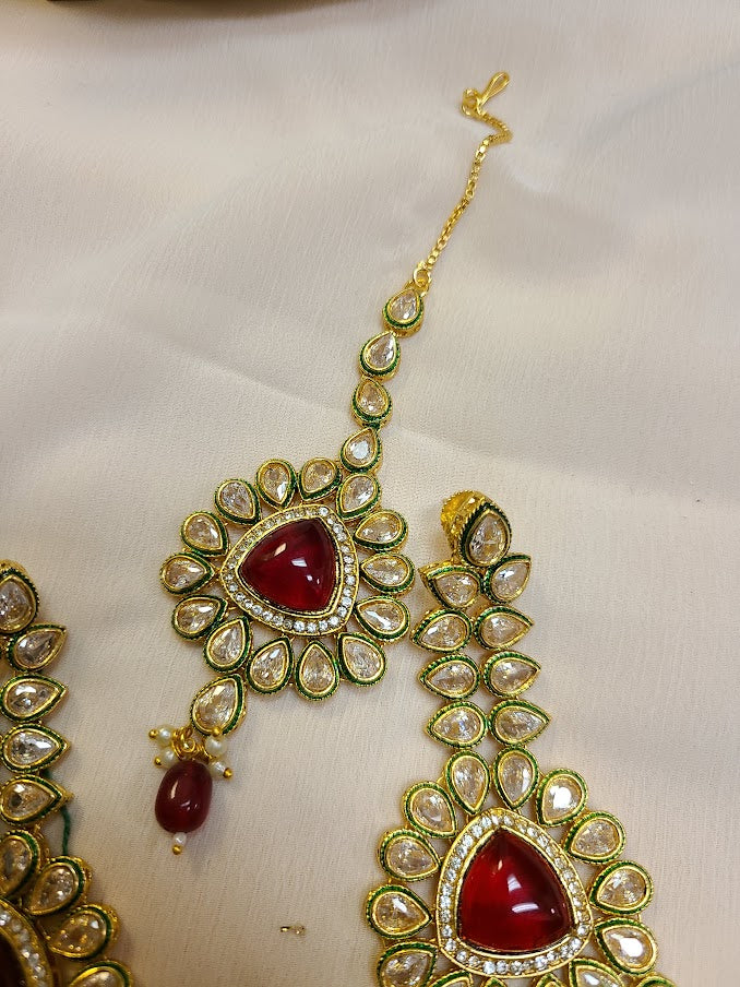 Maroon White Colour Costume Necklace Set with Earrings and Maang Tikka Low  Price NL24089