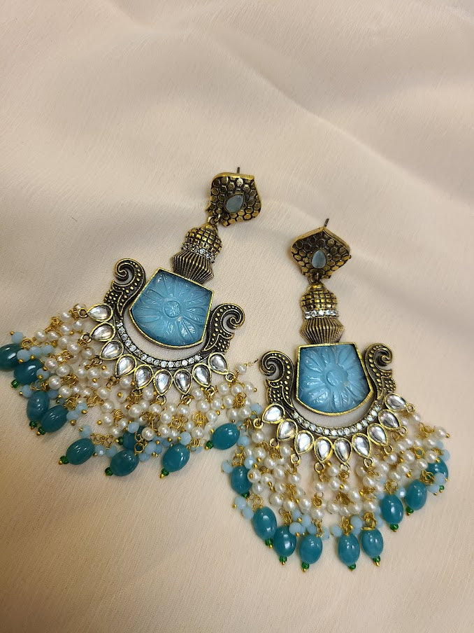 Vintage Victorian Style Gold Blue Topaz Earrings – Boylerpf