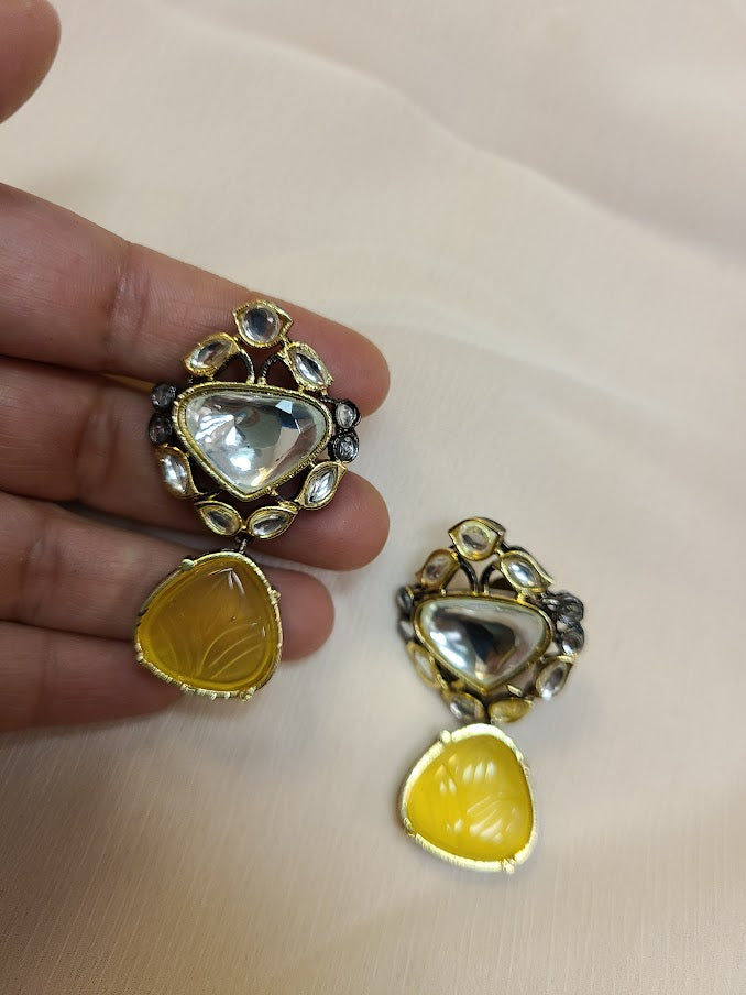 Yellow Jiya Kundan Earring – Shona's Style