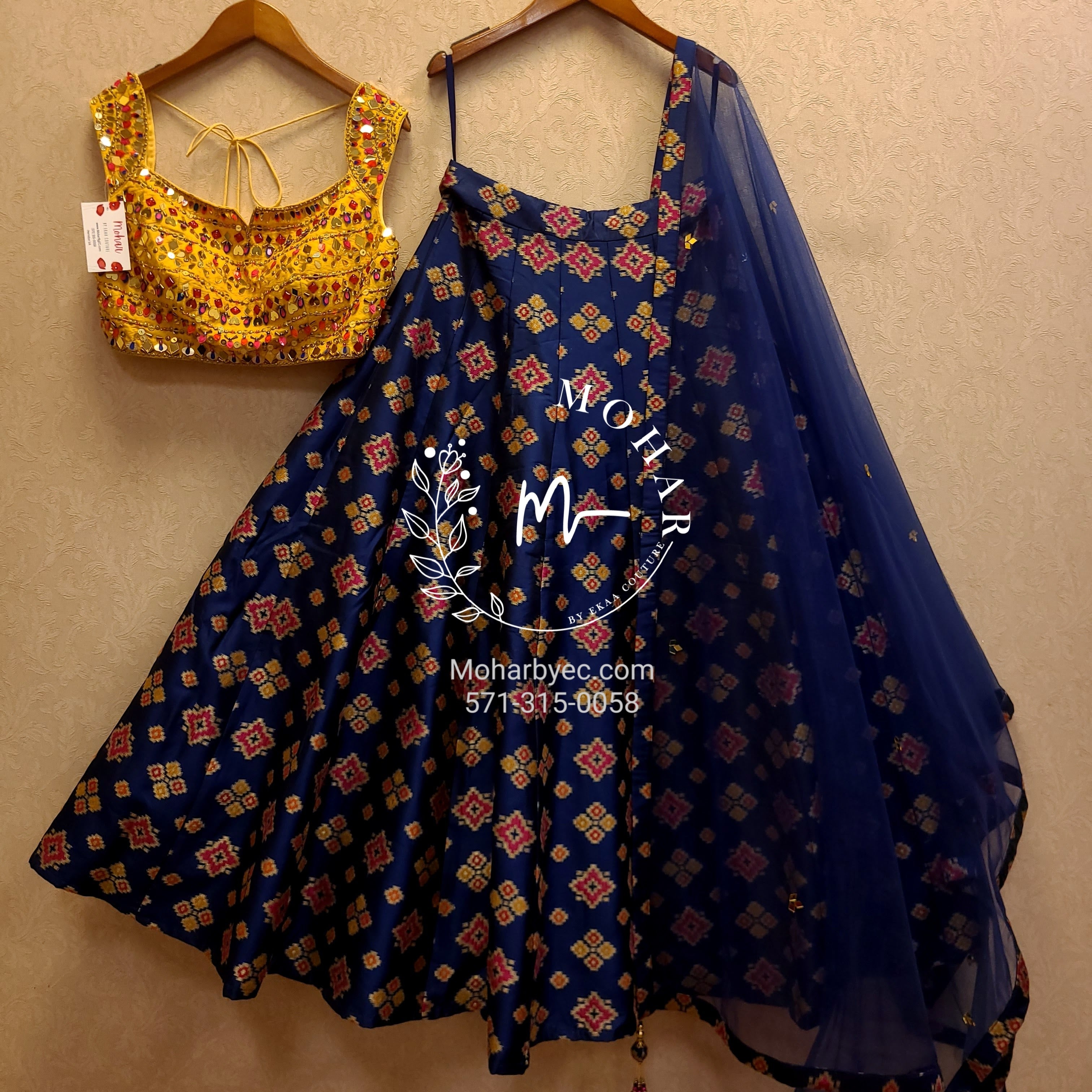 Blue clearance ikkat lehenga