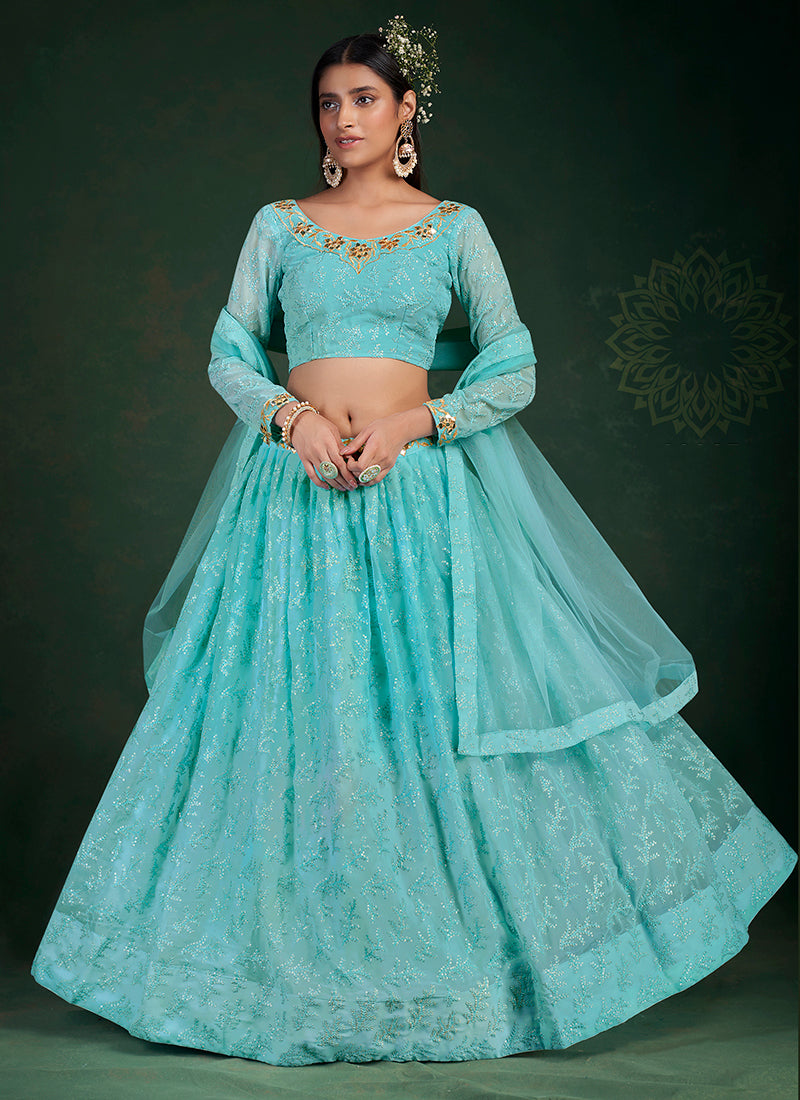 Sky Blue Lehenga Choli for Women,foil Mirror Work Party Wear Bollywood  Designer Wedding Bridal Wear Lahanga Choli,lengha Blouse Dupatta - Etsy