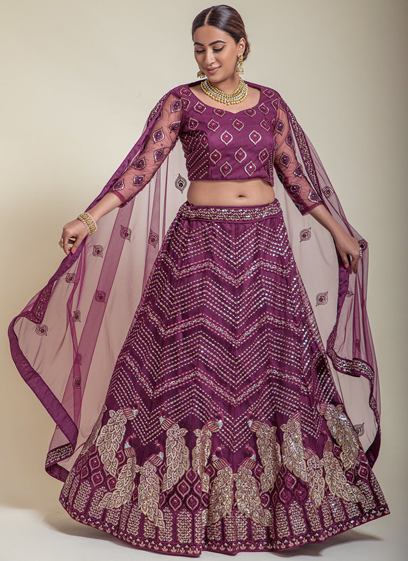 Bridal Wine Color Lehenga Choli for Indian Wedding in Georgette With  Sequence in USA, UK, Malaysia, South Africa, Dubai, Singapore